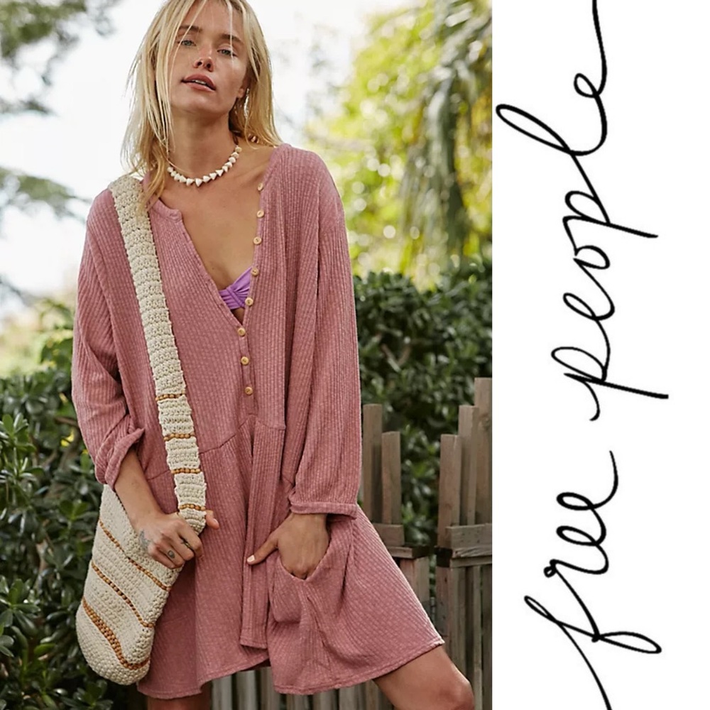 Free People Blossom Button Up Mini Dress with pockets